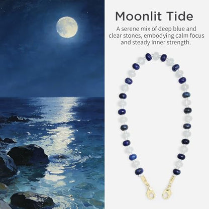 POSADINA Natural Stone Phone Charm, Beaded Healing Phone Wrist Strap, Handmade Cellphone Chain Lanyard with Tether Tab - color: Moonlit Tide