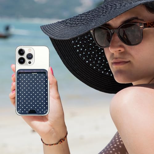 for MagSafe Wallet,Magnetic Card Holder for Phone Case - color: Blue Polka Dots
