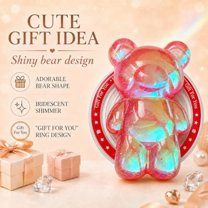 Magnetic 3D Bear Phone Grip Stand, MagSafe Compatible — Cherry Red - color: Cherry Red