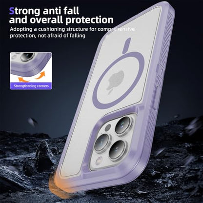 Magnetic for iPhone 14 Pro Case, Compatible with MagSafe, Shockproof Dustproof Drop Proof, Military Grade Double Layer Protection, Purple/Clear - color: Magnetic Purple/Clear, size: iPhone 14 PRO