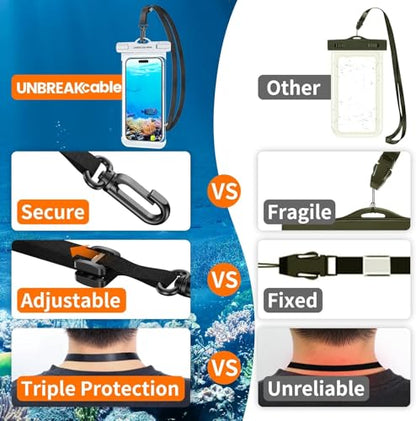 UNBREAKcable Waterproof Phone Pouch-2 Pack IPX8 Waterproof Phone Case for iPhone 16 15 14 13 12 11 Pro Max & Samsung S25 S24-Dry Bag & Travel Essentials for Beach, Pool, Kayak & Cruise-7" Pink+White - color: Pink+White