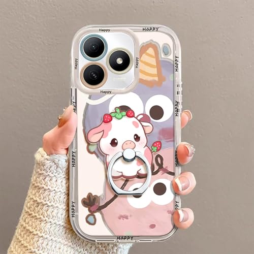 Phone Ring Stand Holder,Cow Phone Ring Grip Women Girls Cute Girly Kawaii Finger Ring Grip Stand for iPhone 17 16 15 14 13 Pro Max Plus Air - color: Strawberry Cow Phone Ring Grip
