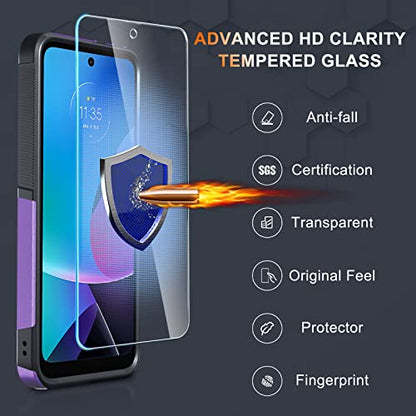 for Motorola Moto G Power 5G 2024 Case, Full Body Heavy Duty Rugged Shockproof Protective Phone Cover with Lanyard Strap, Tempered Glass Screen Protector,Lavender | with Tempered Glass Screen Protector+Lanyard Strap,Rugged Shockproof Protective Phone Case