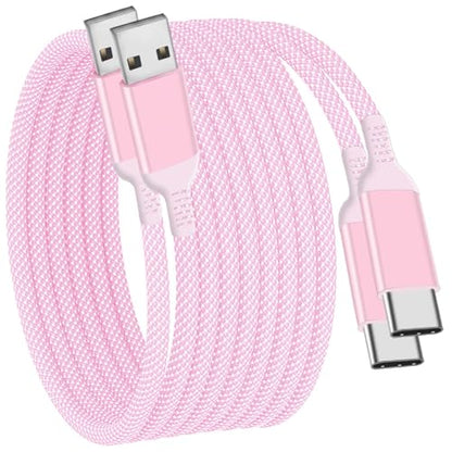 USB C Cable 15FT 2Pack,Extra Long USB-A to USB-C Cable Braided Pink - color: Pink, size: 15FT