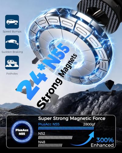 PlusAcc Car Phone Holder, Vacuum Magnetic Mount for MagSafe, No Charging