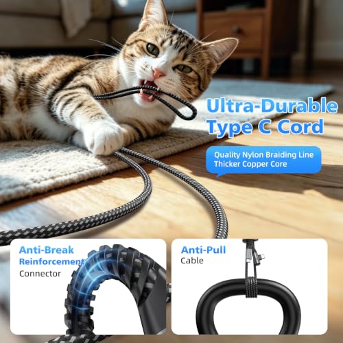iMangoo USB C Cable 60W Fast Charging 16ft Long Braided-Durable Cord Black - color: Black