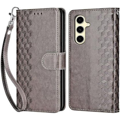 for Samsung Galaxy S24 FE Wallet case, Gray-Cube | 3 Card Holders, Kickstand, Shockproof TPU Shell, PU Leather, Magnetic Closure, Protective Flip Folio Cover, Women - color: 10