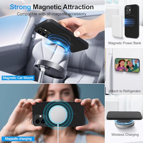 Magnetic Case for iPhone 17 Wallet Compatible with Magsafe RFID Blocking Card Holder Detachable Phone Cover Kickstand Snap Strap Zipper Pocket PU Leather 6.3 inch (Black) - color: Black, size: iPhone 17