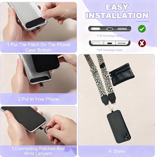 1Pack Canvas Phone Strap Crossbody Phone Strap Adjustable Anti Theft phone Lanyard for Women Phone Bags ID Cards - color: Leopard