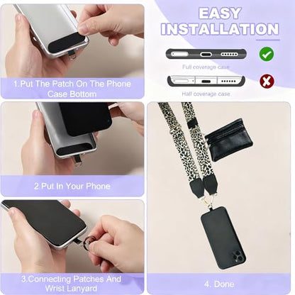 1Pack Canvas Phone Strap Crossbody Phone Strap Adjustable Anti Theft phone Lanyard for Women Phone Bags ID Cards - color: Leopard