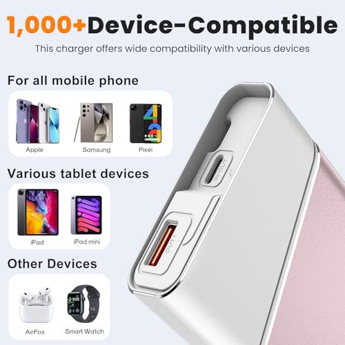 Portable Charger 20000mAh, 22.5W PD 3.0+QC 4.0 Super Fast Charging Power Bank, Cooler Aerospace Metal Case for iPhone 17 16 15 14, 13 Android iPad Samsung Google Tablet & More, Travel Essential (Pink) - color: Pink