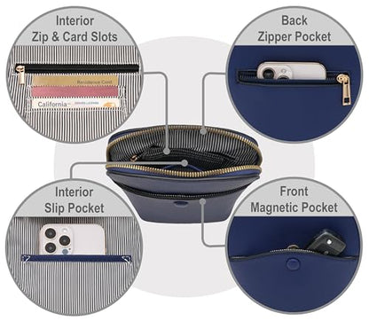 Small Crossbody Bag with Gold Hardware, Mini Shoulder Purse with Adjustable Strap - color: Navy
