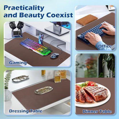 Wireless Charging Desk Mat, Mouse Pad, Brown-R, 32 * 16inch - color: Brown-r, size: 32" x 16"