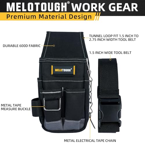 MELOTOUGH Pocket Tool Pouch Tool Belt Pouches with Belt Clip Utility Mini Tool Organizer Pouch for Electrician,Carpenter,Construction,Technician - color: Grey/Black