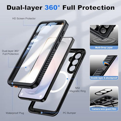 ANTSHARE IP68 Waterproof Case for Samsung Galaxy S26 Plus, Black/Clear - color: Black/Clear, size: S26 Plus
