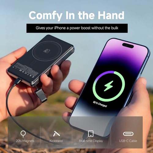 for MagSafe Power Bank 10000mAh, Fast, Magnetic Portable Charger - color: Grey