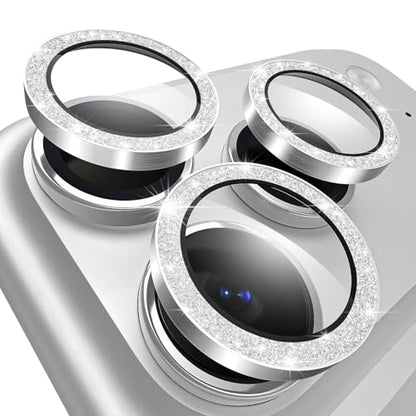 TENOC Camera Lens Protector for iPhone 17 Pro & 17 Pro Max, Silver Glitter - size: iPhone 17 Pro/17 Pro Max