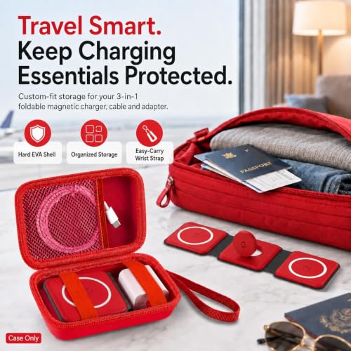 ANKHOH Travel Case for Iseyyox/for RTOPS/for QUZUDN 3 in 1 Wireless Charger - color: Red
