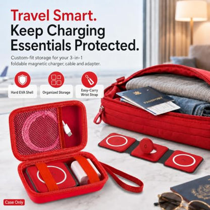 ANKHOH Travel Case for Iseyyox/for RTOPS/for QUZUDN 3 in 1 Wireless Charger - color: Red