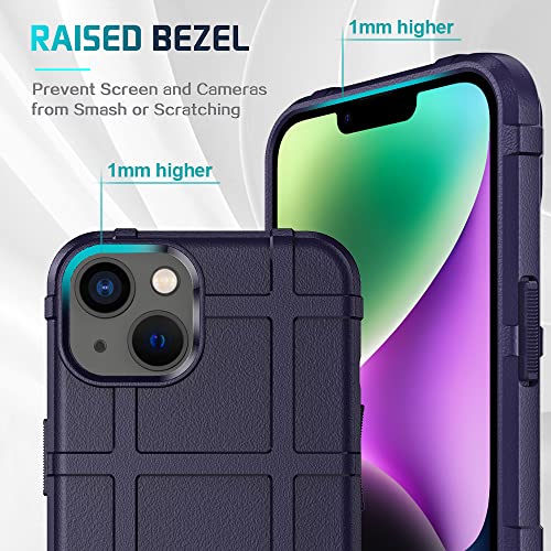 Rugged Shield 8ft Drop Proof TPU Thick Armor Tactical Protective Case Compatible with iPhone 14 (6.1 inches) - Deep Purple - color: Deep Purple, size: iPhone 14