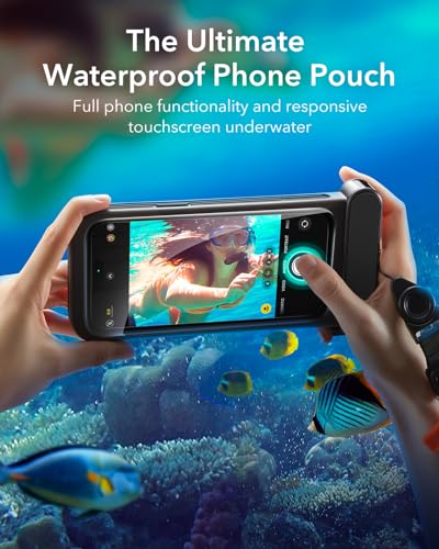 ESR Waterproof Phone Pouch for iPhone 15 Pro Max /14 Pro Max, Black | Underwater Touch Sensitivity, IPX8 Floating Waterproof Cellphone Case with Lanyard, Dry Bag for Snorkeling - color: Black