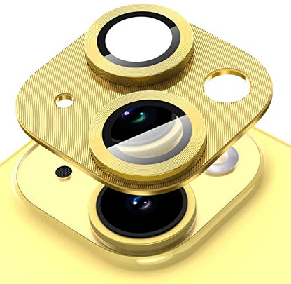 Suoman for iPhone 14 6.1 inch/iPhone 14 Plus 6.7 inch Camera Lens Protector, 9H Tempered Glass Film, [Does not Affect Night Shots] Metal Lens Protective Cover -Yellow - color: Yellow