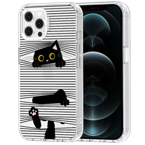 MOSNOVO Case for iPhone 12 & iPhone 12 Pro, [Buffertech 6.6ft Military-Grade Drop Protection] [Anti Peel Off Tech] Clear TPU Bumper Phone Case Cover Design - Hidden Black Cat - color: Clear - Hidden Black Cat, size: iPhone 12 / iPhone 12 Pro