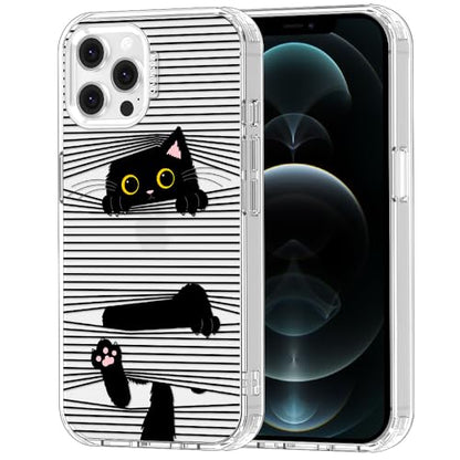 MOSNOVO Case for iPhone 12 & iPhone 12 Pro, [Buffertech 6.6ft Military-Grade Drop Protection] [Anti Peel Off Tech] Clear TPU Bumper Phone Case Cover Design - Hidden Black Cat - color: Clear - Hidden Black Cat, size: iPhone 12 / iPhone 12 Pro