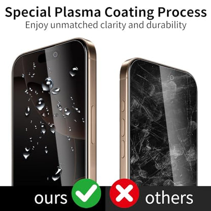 3 Pack Privacy Screen Protector for iPhone 16 Pro Max/17 Pro Max, 9H Hardness Double Shatterproof Anti-Spy Tempered Glass Film, Easy Installation, Case-Friendly - size: iPhone 16 Pro Max/17 Pro Max