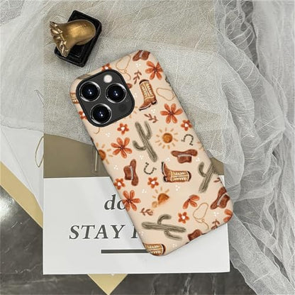 ZHEGAILIAN Case Compatible with iPhone 16 Pro Max,Denim Boots Cactus Design Phone Case,Matte Mixed Double-Layer Hard Shell+Soft Silicone TPU Shock Protective - color: Denim boots cactus, size: iPhone 16 Pro Max