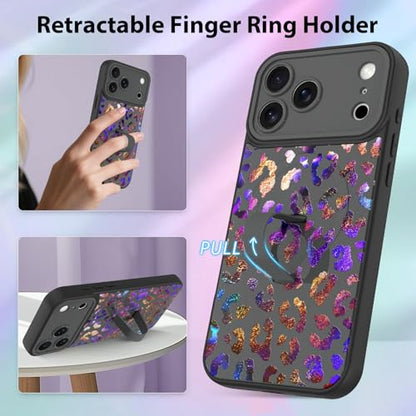 KANGHAR Compatible with iPhone 17 Pro Case Leopard Cheetah Pattern -Black - color: Black-Leopard(Iridescent), size: iPhone 17 Pro