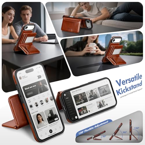 Antsturdy Compatible with MagSafe iPhone 17 Air Wallet Case,Brown | 2 in 1 Detachable Magnetic,Credit Card Holder Slots,RFID Blocking,PU Leather,Kickstand,Flip Folio Phone Cover for Men & Women - color: Brown, size: iPhone 17 Air - 6.5"