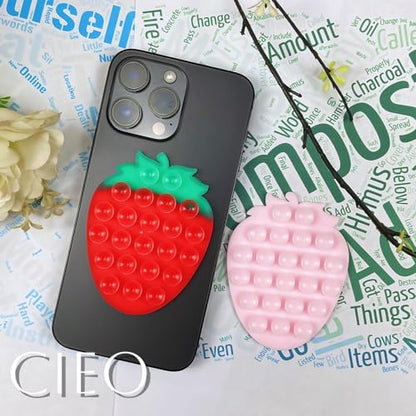 Suction Phone Grip, Strong Suction - Selfies on Mirror/Bathroom，Strawberry/Heart - color: Strawberry shape, Heart shape