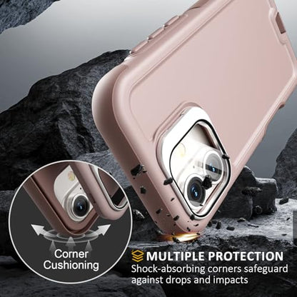 Follaroma Magnetic for iPhone 17 Case with Camera Stand, Light Brown, 6.3" | Built-in Glass Camera Cover,Compatible with MagSafe,Heavy Duty Shockproof Protective,Military-Grade Anti-DropDual Layer Cover - color: Brown Pink, size: iPhone 17 6.3''