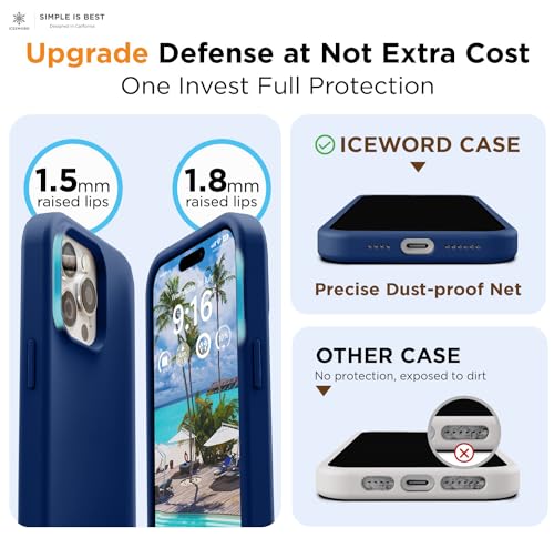 IceSword Compatible with iPhone 16 Pro Case Blue Navy Royal, Silicone Phone Case Cover Thin Slim Full Body Protective, Soft Neutral Premium Gel Anti Scratch [Shockproof] 6.3 inch 16Pro - Blue - color: Blue, size: iPhone 16 Pro (6.3 inch)