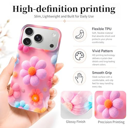 Case Compatible with iPhone 17 Pro Max, 2025 Anti-Yellow Ultra Transparent Soft TPU Phone Case, Shockproof Anti-Slip Slim Lightweight Full Coverage Protective (Rainbow Flower) - color: Rainbow flower
