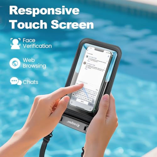 Rynapac Large Waterproof Phone Pouch [Up to 8.5"] - 2 Pack IPX8 Waterproof Phone Case for iPhone 17 16 15 Pro Max Galaxy S26 Ultra, Touchscreen & Underwater Photography, Beach Cruise Essentials 2026 - color: [(Clear)Black+Black] Large Waterproof Phone Pou