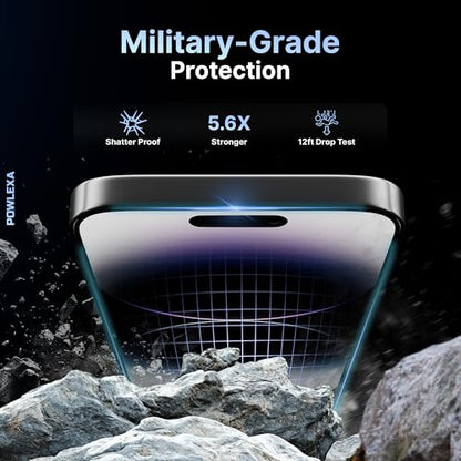 2 Pack Screen Protector for iPhone 17 Pro 6.3" 5X Stronger Tempered Glass 9H+ Hardness 12FT Military Grade Shatterproof HD Clear, Scratch Resistant Bubble-Free Installation Frame Case Friendly