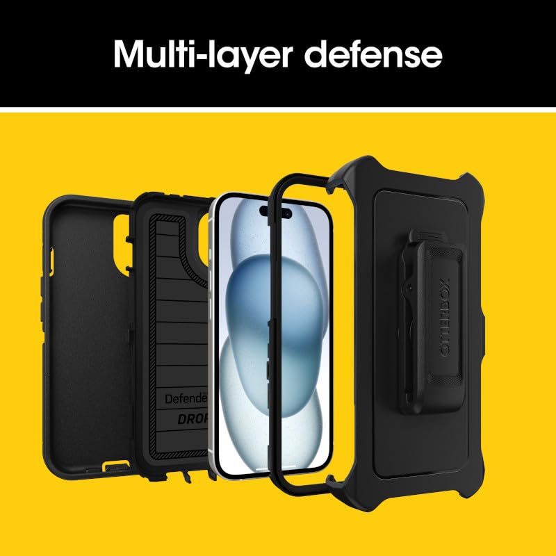 OtterBox iPhone 17e & iPhone 16e (Only) - Defender Series Case - Black - Screenless - Rugged & Durable - with Port Protection - Holster Clip Includes - Microbial Defense Protection - color: Black, style: Non-MagSafe