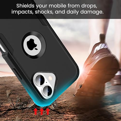 MXX for iPhone 17 Case, Heavy Duty 3 in 1 Wing Design Protective Cover with MagSafe, Phone Case 2025 (Black) - color: Black, size: iPhone 17
