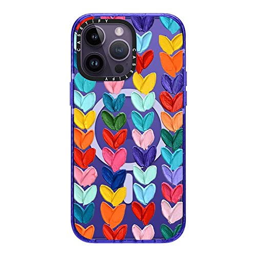 CASETiFY for iPhone 14 Pro Max Case - Impact Compatible with MagSafe | 8.2 ft. 4x Military Grade Drop Protection | Clear Polka Daub Hearts | Peri Purple - color: Clear Polka Daub Hearts, size: Iphone 14 Pro Max (Magsafe)
