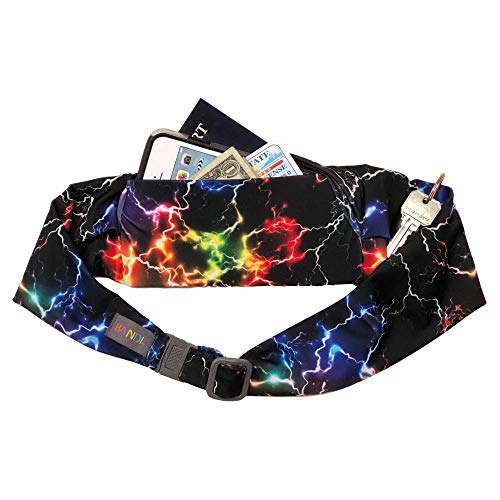 BANDI Running Belt for Women & Men – USA Made No-Bounce Adjustable Waist Pack & Secure Fanny Pack – Fits All Phones, Gels & Essentials – Zipper-Free, Medical Device Friendly - color: Cosmic