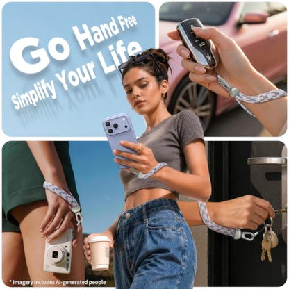 SURPHY Elastic Phone Wrist Strap, Phone Lanyard, Key Chain Lanyards - color: Gray Pink