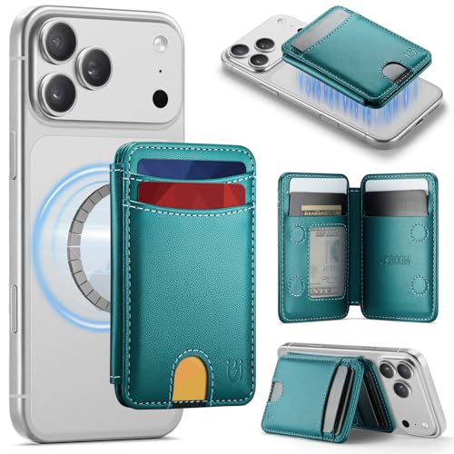 for Magsafe Wallet Magnetic RFID Blocking Card Holders, Bluish Green - color: Bluish Green