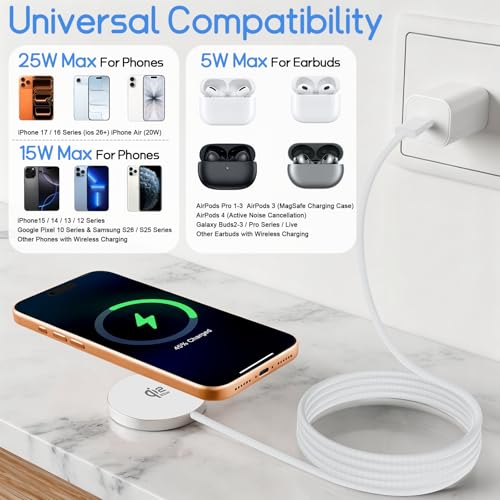 25W Wireless Charger for iPhone Magnetic Fast Charging Pad for Galaxy S26 - color: White