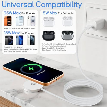 25W Wireless Charger for iPhone Magnetic Fast Charging Pad for Galaxy S26 - color: White