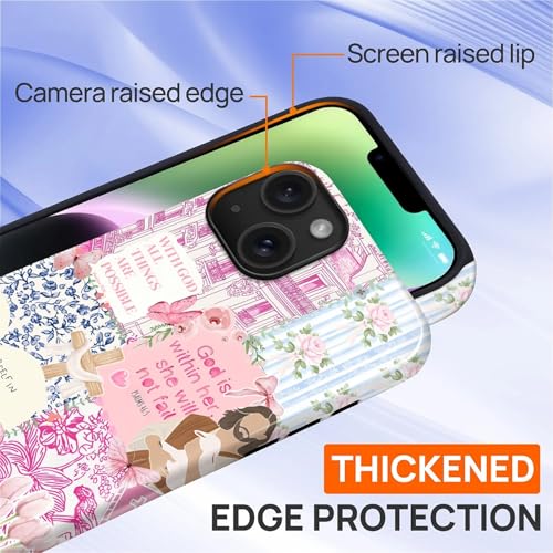 Case Designed for iPhone 13 14, Hybrid 2-Layer Case, Military-Grade Protection Durable Shockproof Anti-Scratch Phone Case, Pink Blue Jesus Collage - color: A Pink Blue Jesus Collage, size: Iphone 13/14