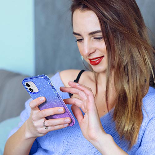 ULAK Compatible with iPhone 12 Case Clear Glitter, Purple | Sparkle Bling Soft TPU Women Girls Shockproof Protective Phone Case Designed for iPhone 12 & iPhone 12 Pro 6.1 inch - color: Purple