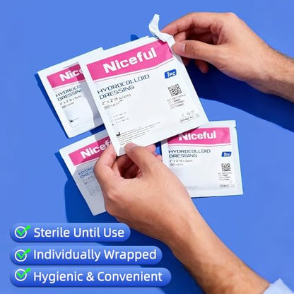 Niceful Hydrocolloid Bandages 2"x2" for Wound Care, 20 Count - size: 2" x 2" (20 Dressings)