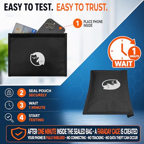 Gecko Travel Tech Faraday Bag Anti-Tracking GPS RFID Car Key Signal Blocker Wallet Shielding Pouch Protective Case for Cell Phone Car Key FOB, Data Privacy, Electronic Device Security (CAT YINYANG) - color: CAT YINYANG